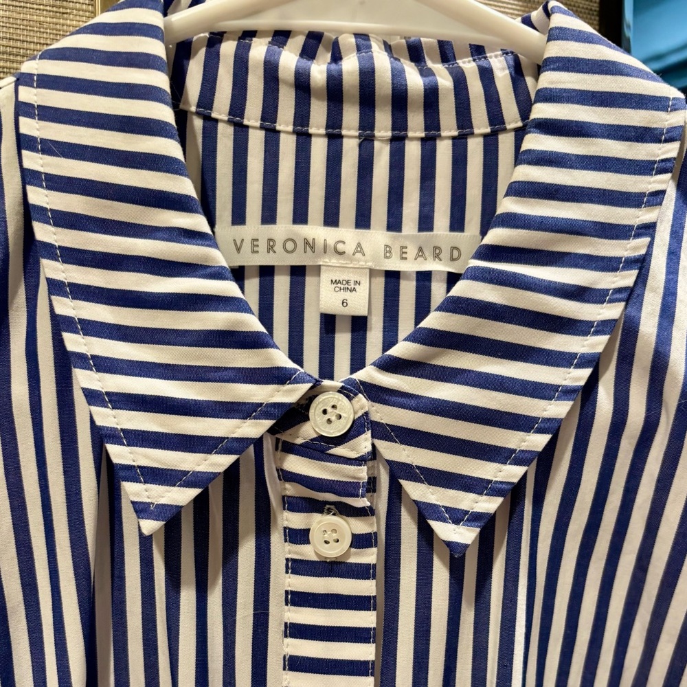 NWT VERONICA BEARD Bell Button Down Ruched Dress Shirt dress Sz 6 - Picture 6 of 11